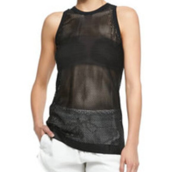 Sleeveless Mesh Lambskin Leather Top by Helmut Lang - Picture 2 of 8